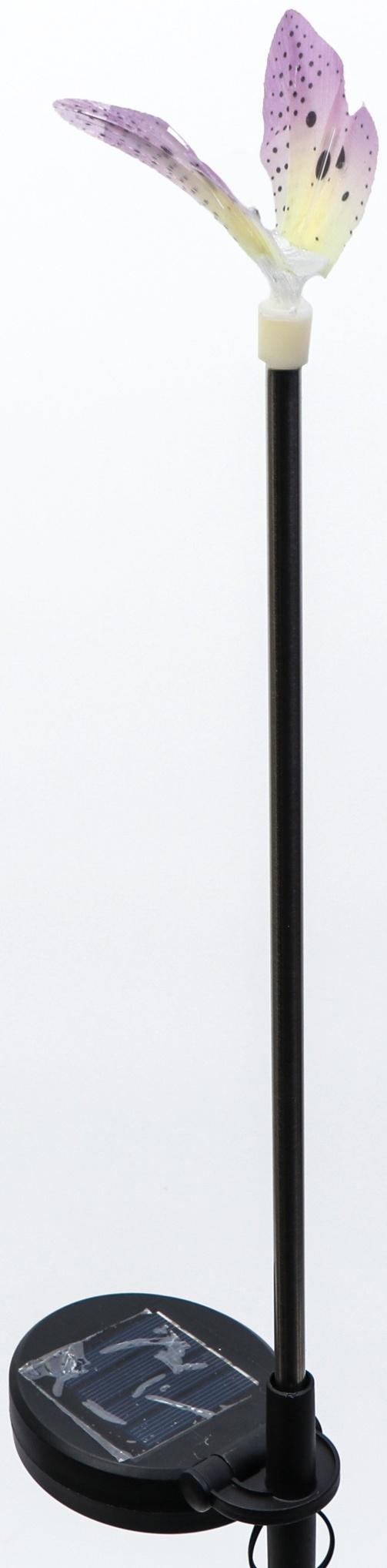 Штекер с подсветкой «Бабочка Клео», на солнечной батарее, фиолетовая, 8×70 см