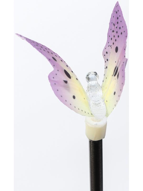 Штекер с подсветкой «Бабочка Клео», на солнечной батарее, фиолетовая, 8×70 см