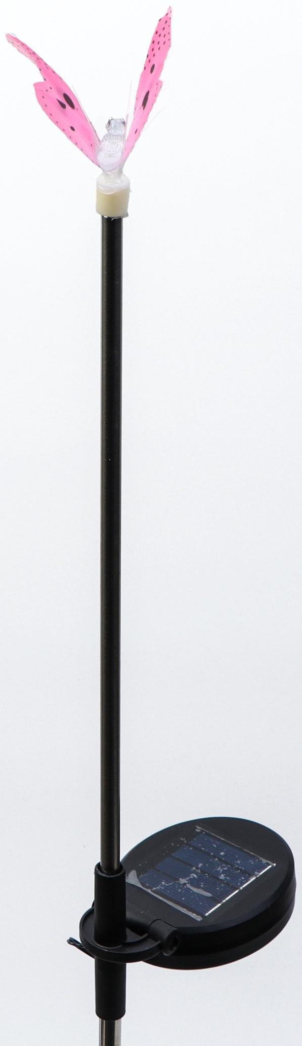 Штекер с подсветкой «Бабочка Клео», на солнечной батарее, красная, 8×70 см