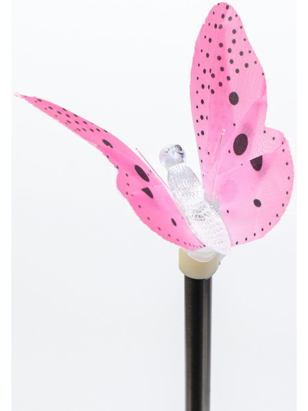 Штекер с подсветкой «Бабочка Клео», на солнечной батарее, красная, 8×70 см