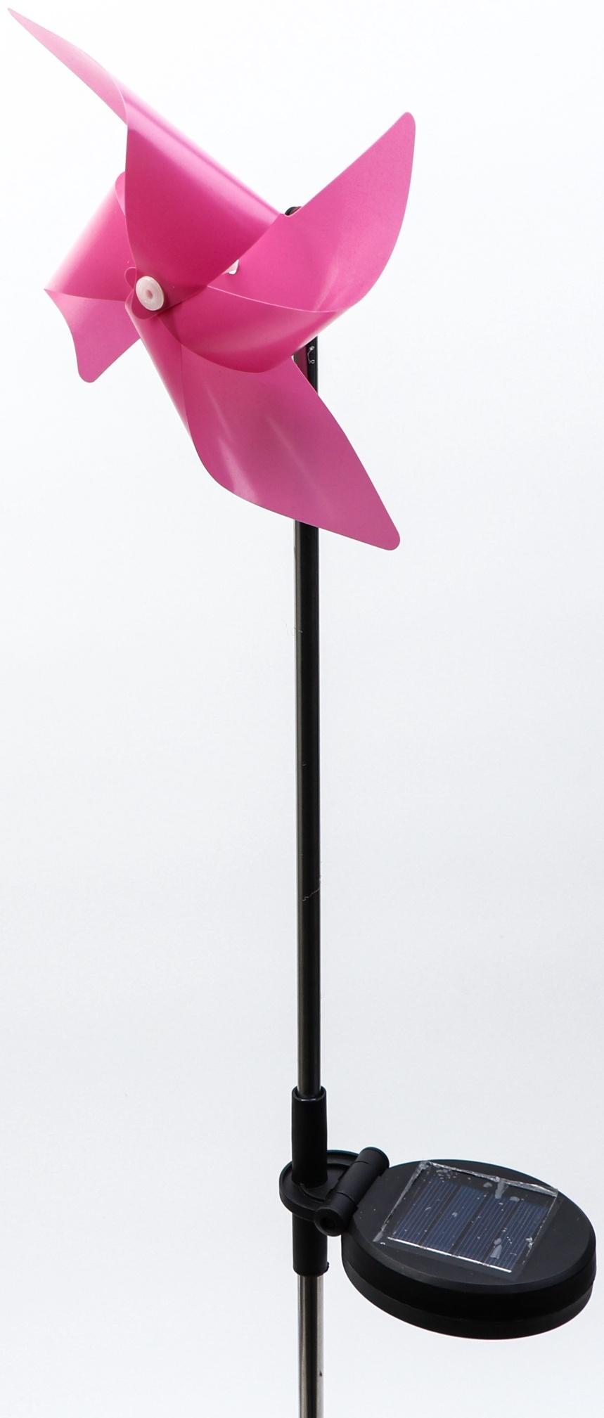 Штекер с подсветкой «Ветерок», на солнечной батарее, розовый, 19×70 см