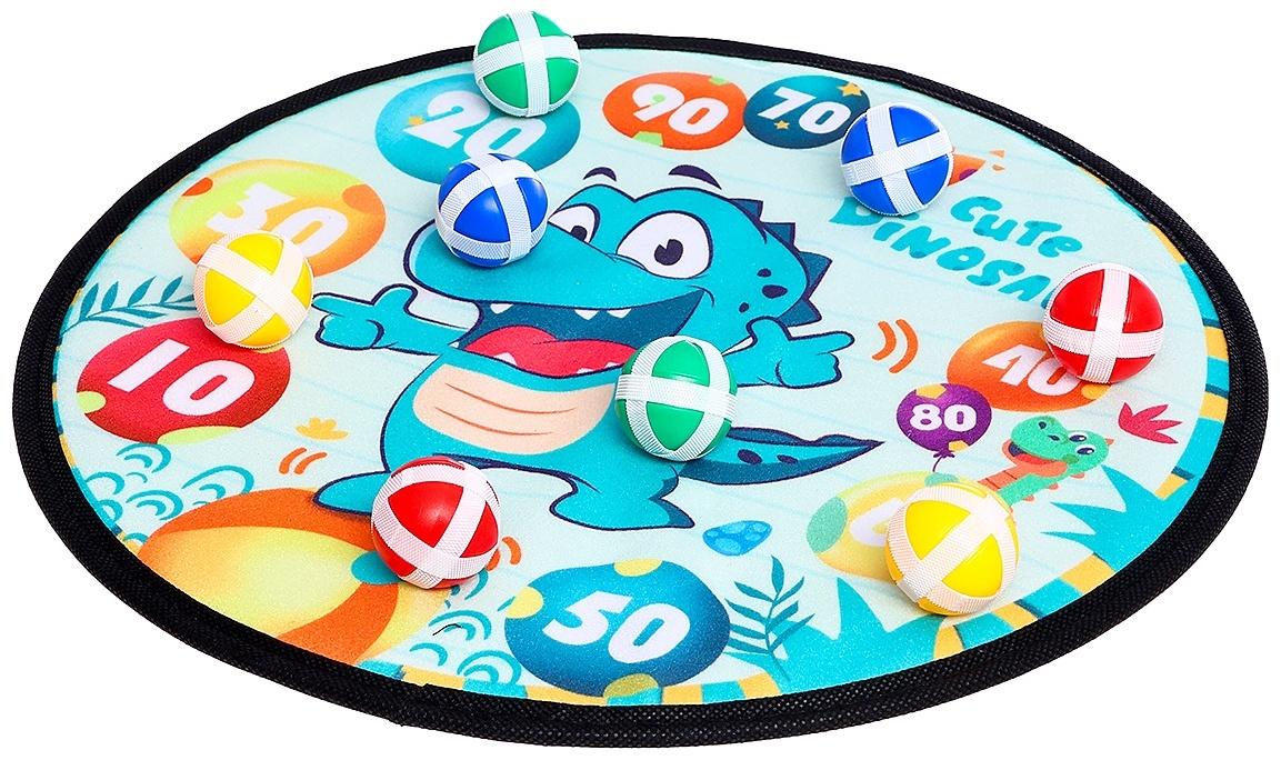 Дартс «Весёлый динозаврик», 8 шариков на липучках, крючок