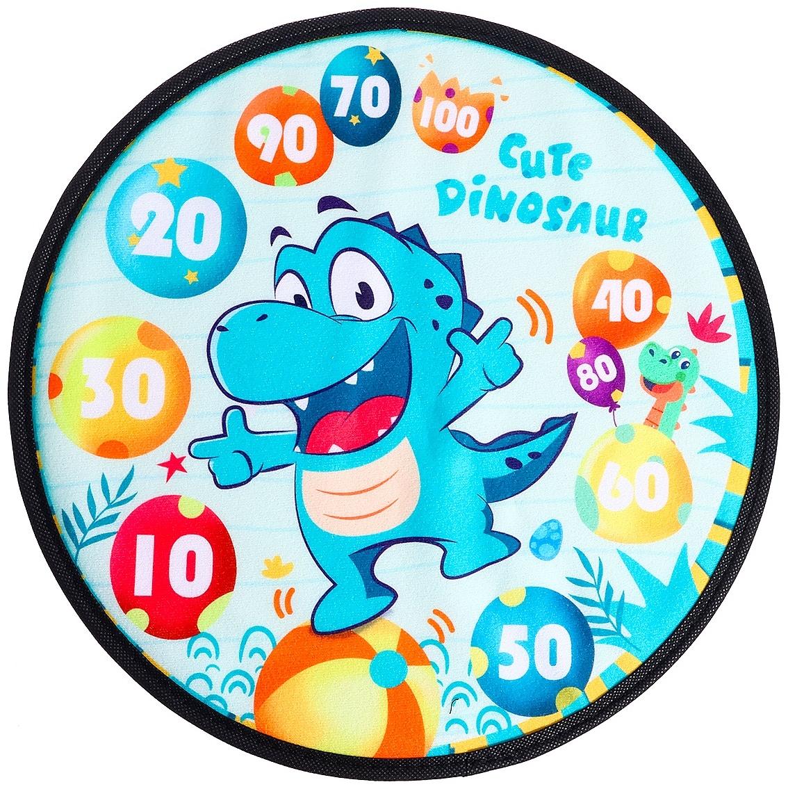 Дартс «Весёлый динозаврик», 8 шариков на липучках, крючок