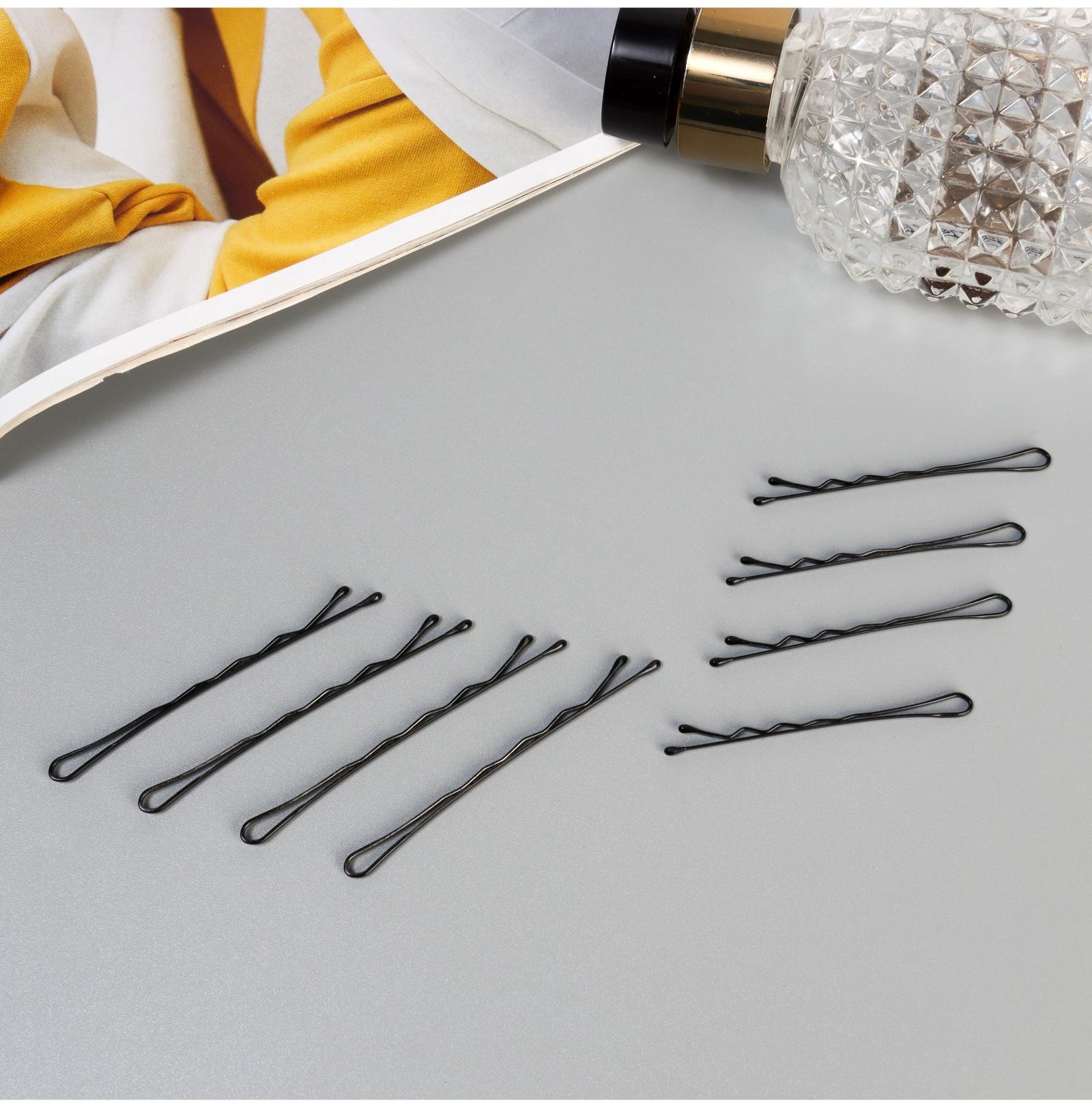 Невидимка для волос «Глория», набор 64 шт., мишка, 5.5 и 4.5 см, чёрная