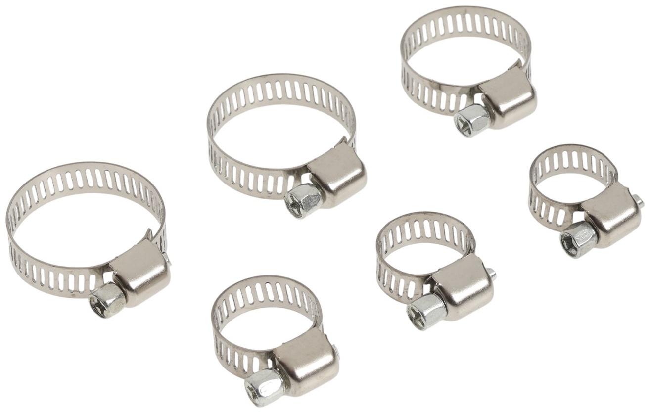 Набор червячных хомутов ZEIN engr, сквозная просечка, от 6 до 29 мм, нерж. сталь, 40 шт.