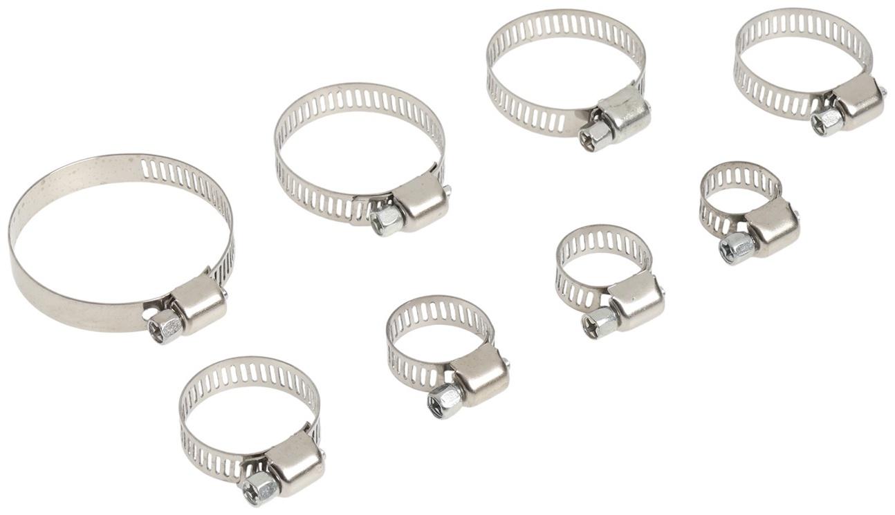 Набор червячных хомутов ZEIN engr, сквозная просечка, от 6 до 44 мм, нерж. сталь, 80 шт.