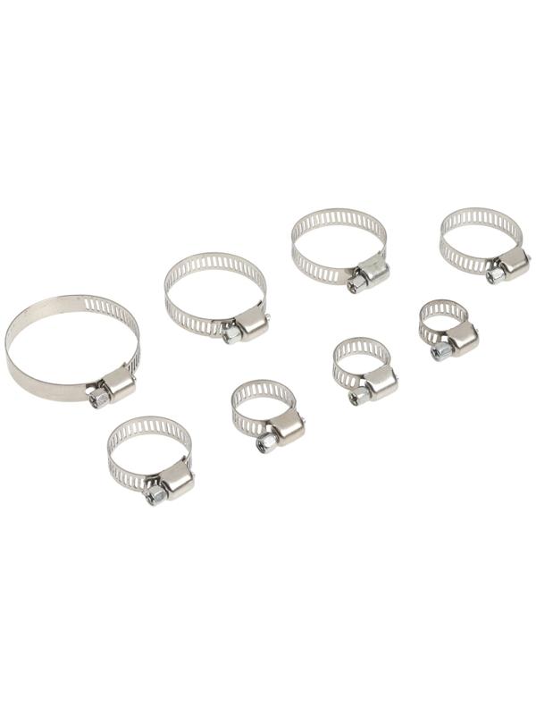 Набор червячных хомутов ZEIN engr, сквозная просечка, от 6 до 44 мм, нерж. сталь, 80 шт.