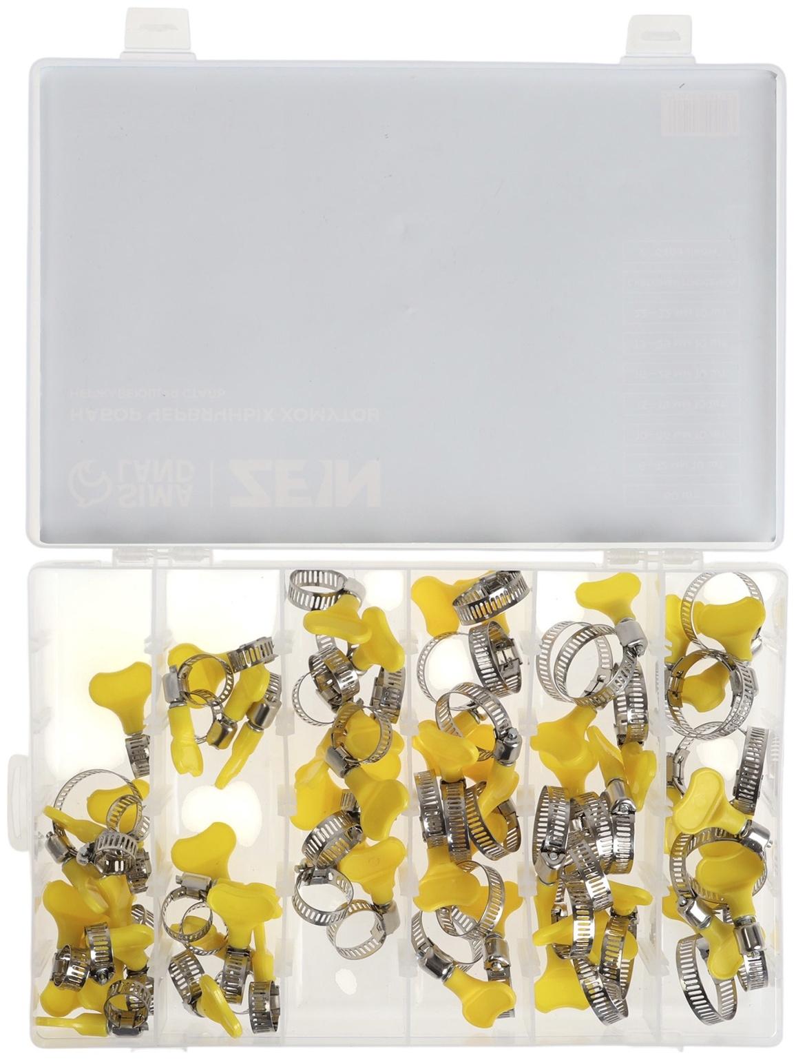 Набор червячных хомутов с «барашком» ZEIN engr, сквозная просечка, от 6 до 32 мм, 60 шт.