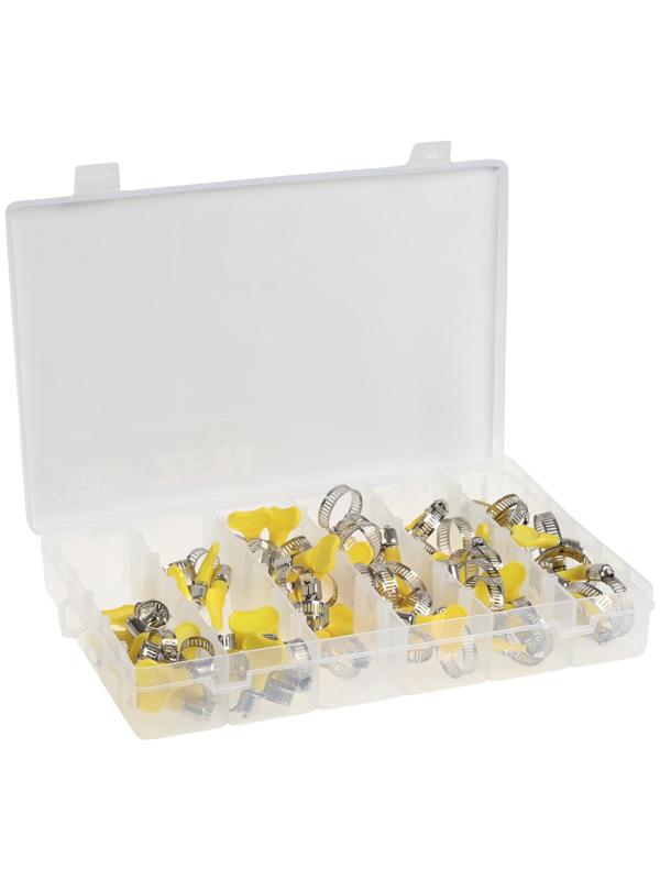 Набор червячных хомутов с «барашком» ZEIN engr, сквозная просечка, от 6 до 32 мм, 60 шт.