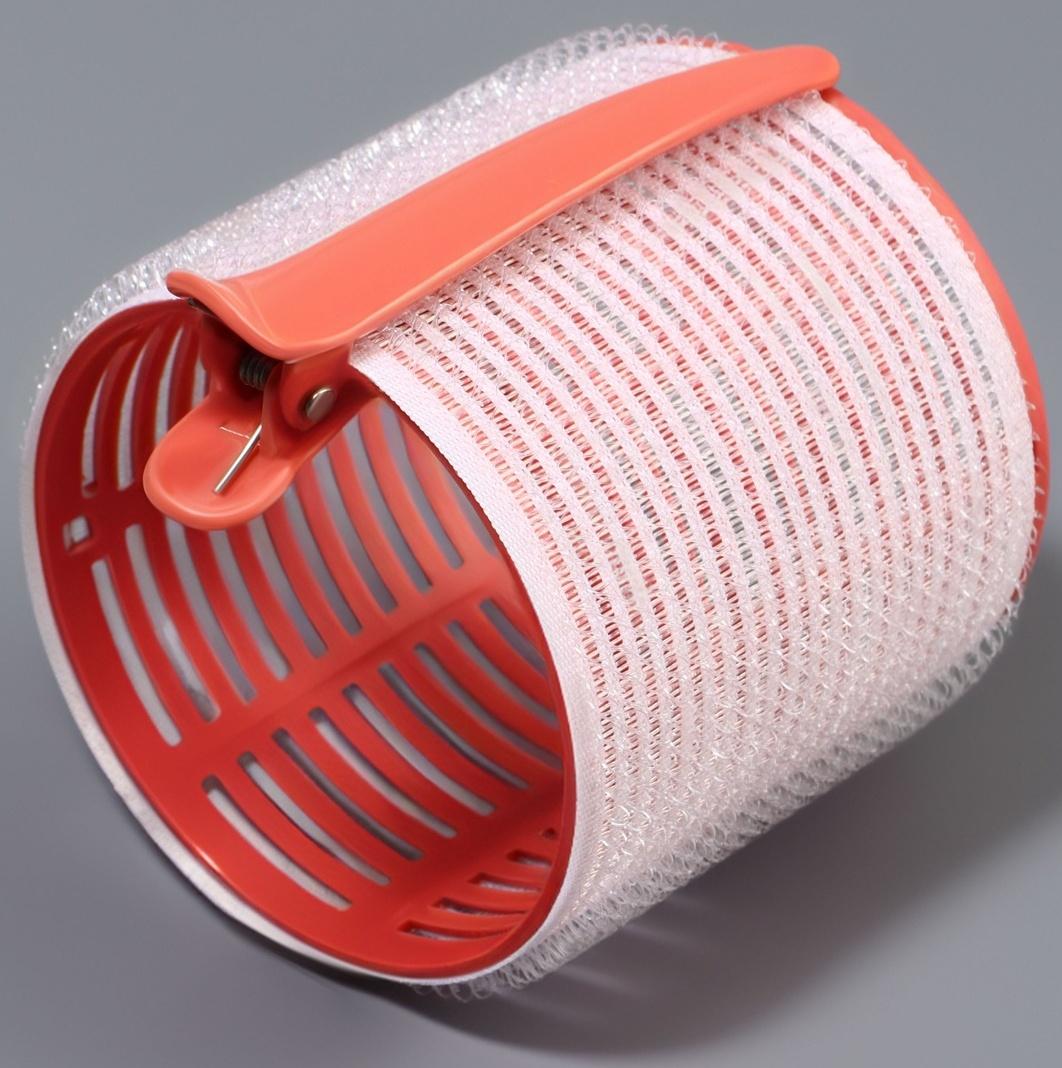 Бигуди «Липучка», с зажимами, d=6.5 см, 6 шт., персиковые