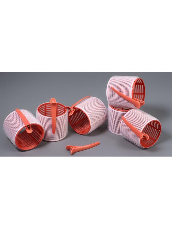 Бигуди «Липучка», с зажимами, d=6.5 см, 6 шт., персиковые