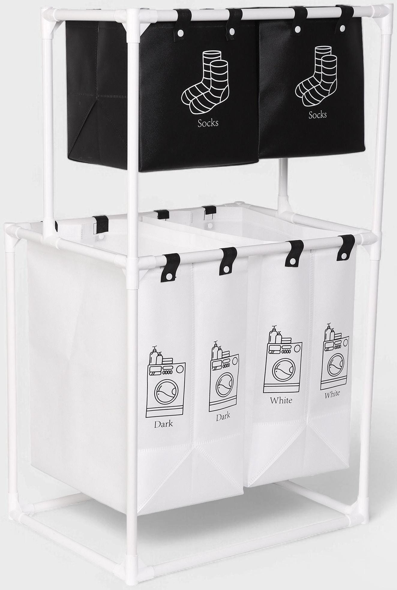 Корзина для белья складная Доляна, 56×39×95 см, чёрная, белая
