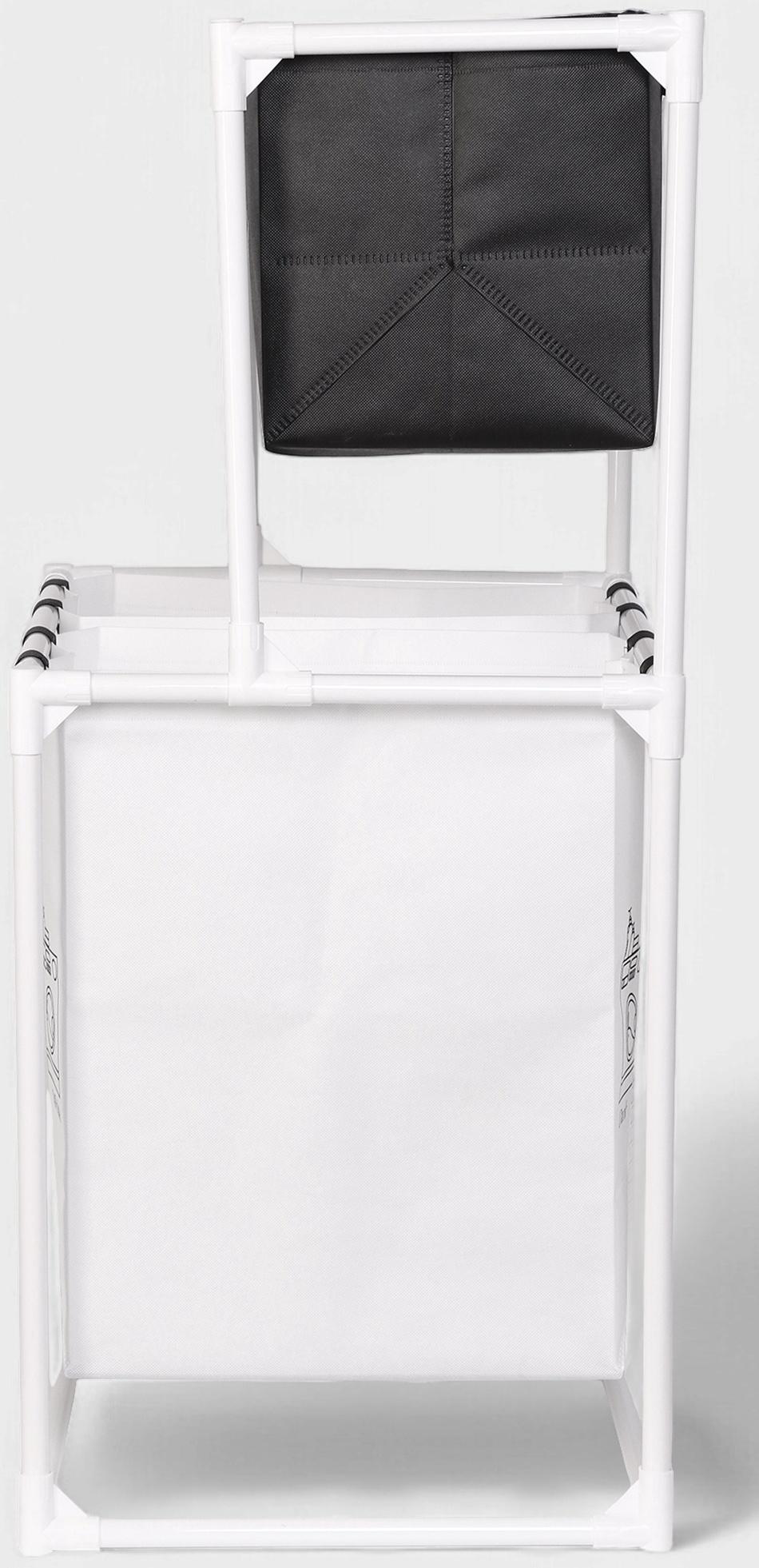 Корзина для белья складная Доляна, 56×39×95 см, чёрная, белая