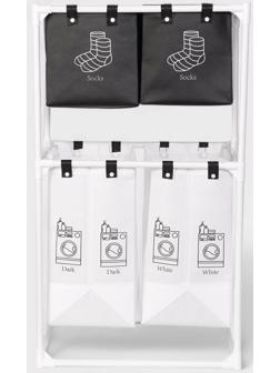 Корзина для белья складная Доляна, 56×39×95 см, чёрная, белая