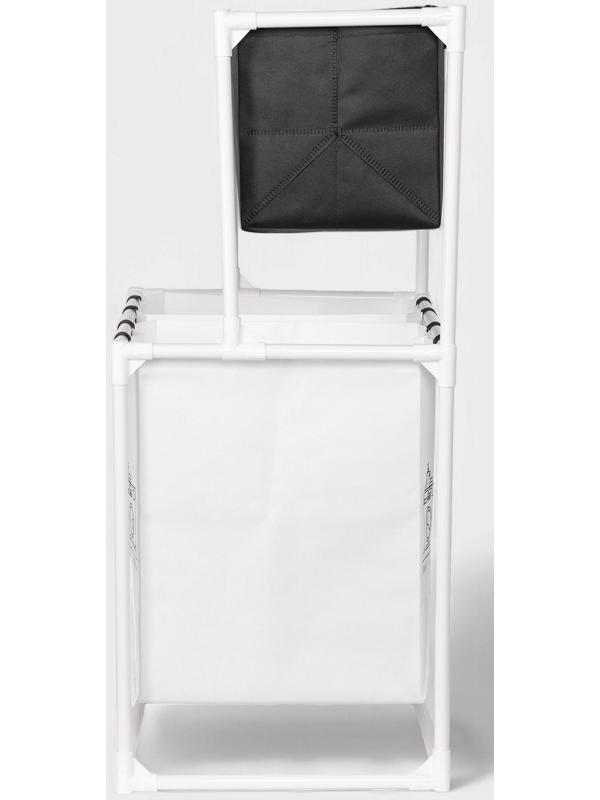 Корзина для белья складная Доляна, 56×39×95 см, чёрная, белая