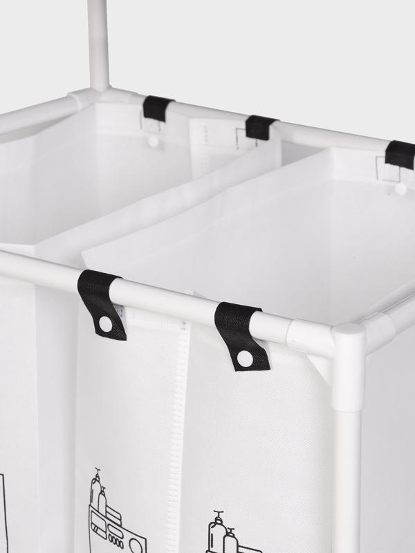 Корзина для белья складная Доляна, 56×39×95 см, чёрная, белая