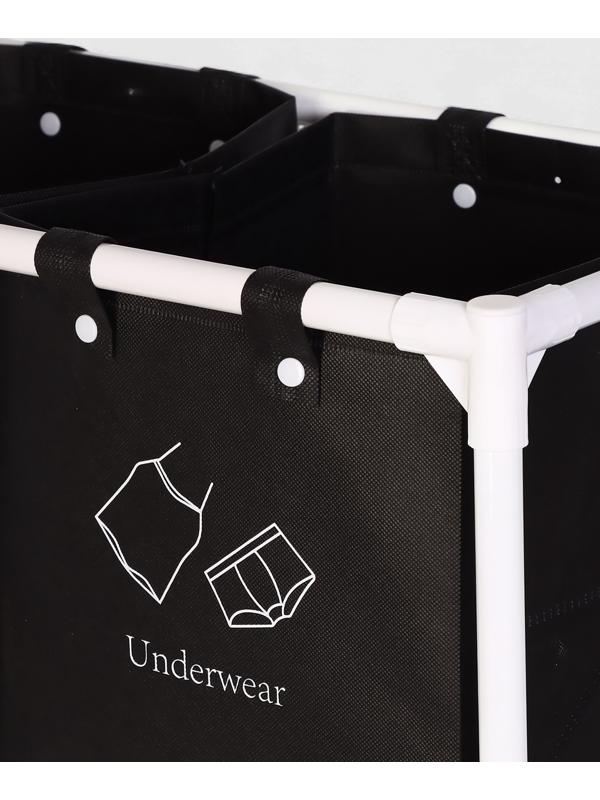 Корзина для белья складная Доляна, 56×39×95 см, чёрная, белая