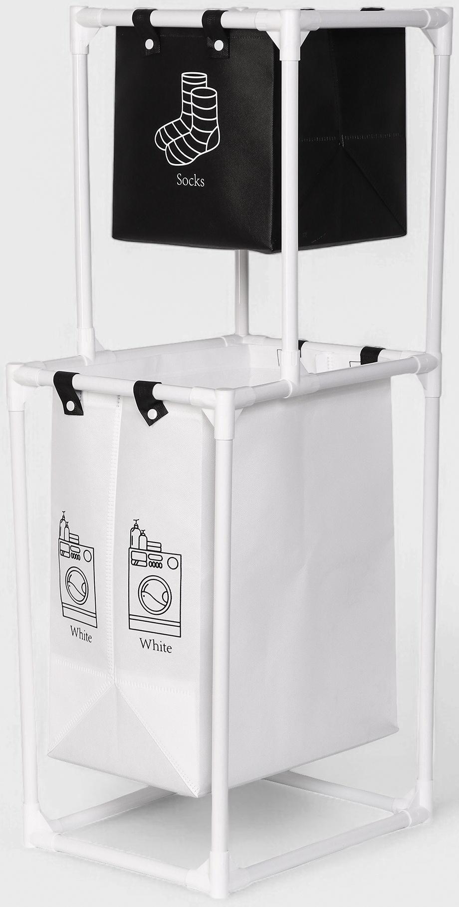 Корзина для белья складная Доляна, 28×39×95 см, чёрная, белая