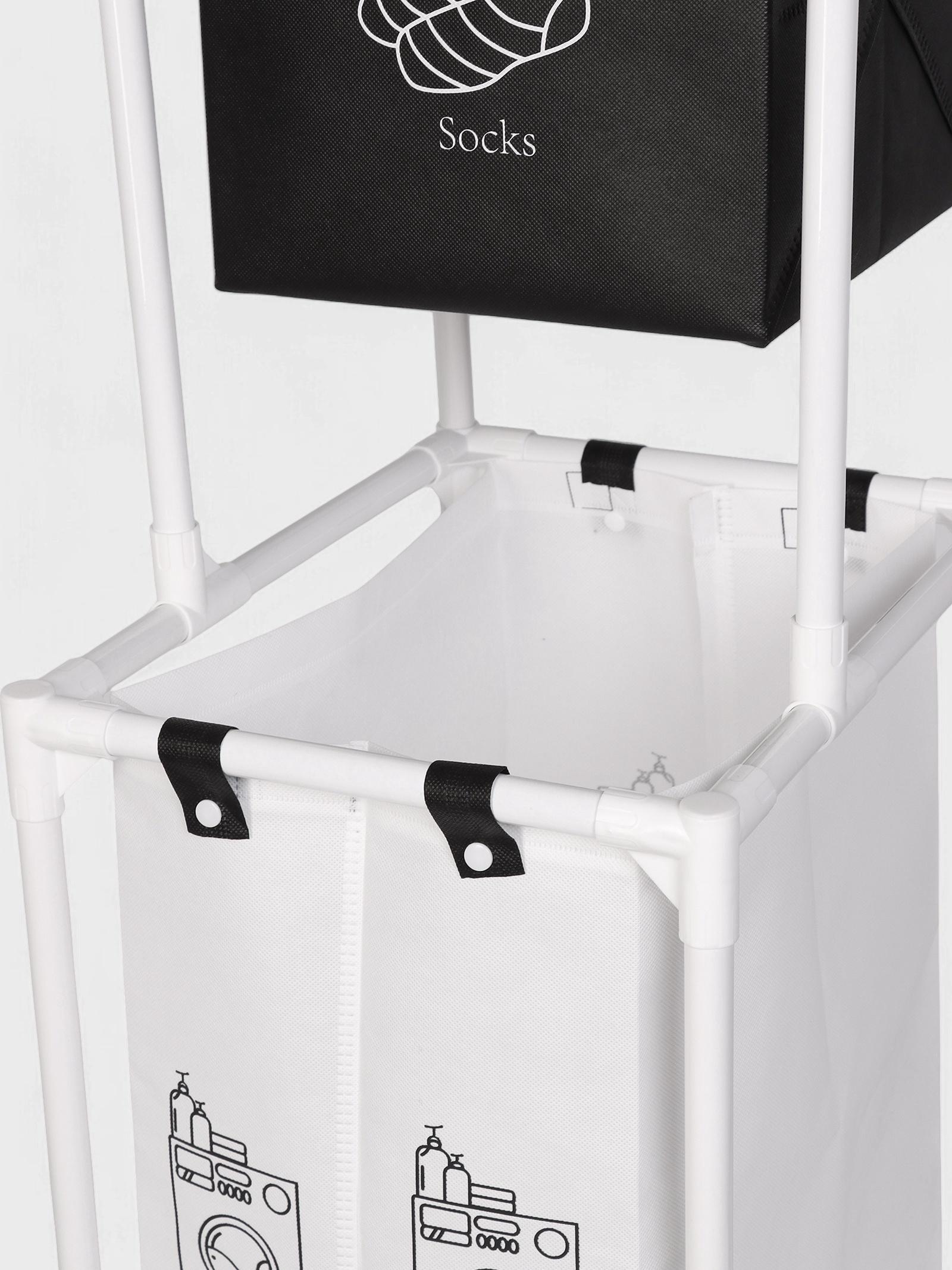 Корзина для белья складная Доляна, 28×39×95 см, чёрная, белая