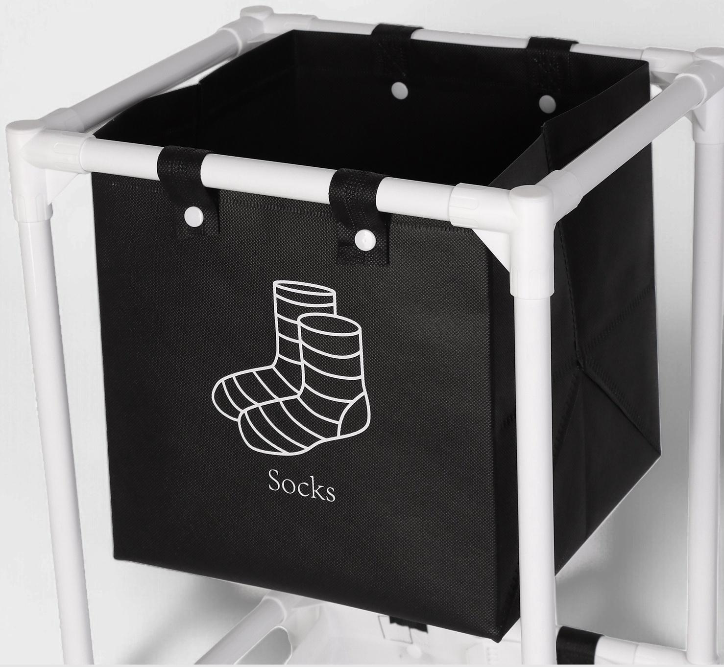 Корзина для белья складная Доляна, 28×39×95 см, чёрная, белая