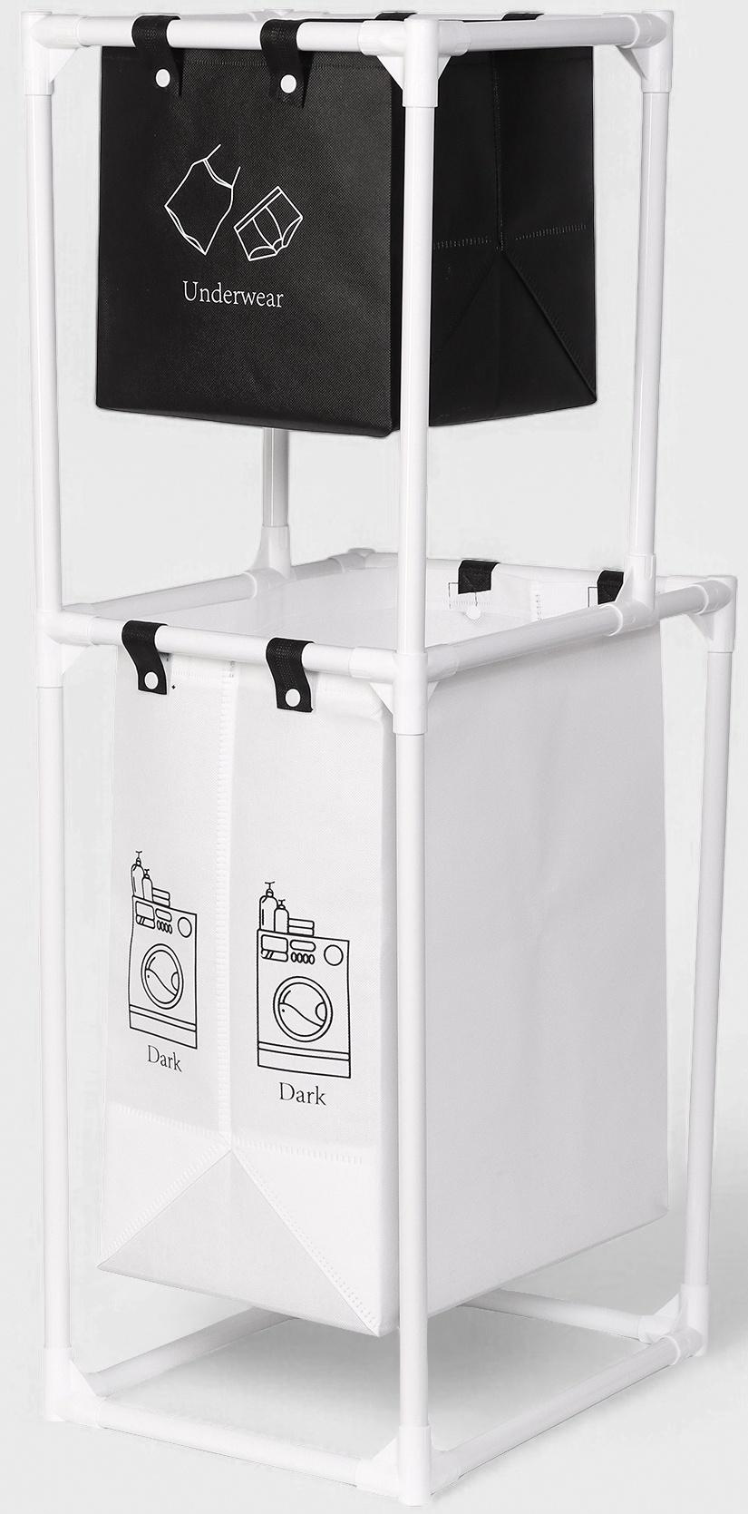 Корзина для белья складная Доляна, 28×39×95 см, чёрная, белая