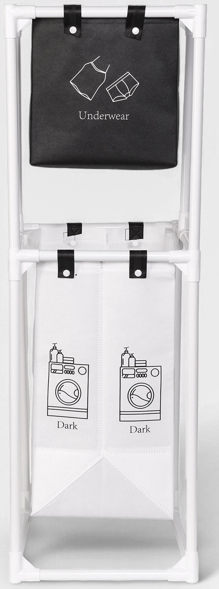 Корзина для белья складная Доляна, 28×39×95 см, чёрная, белая