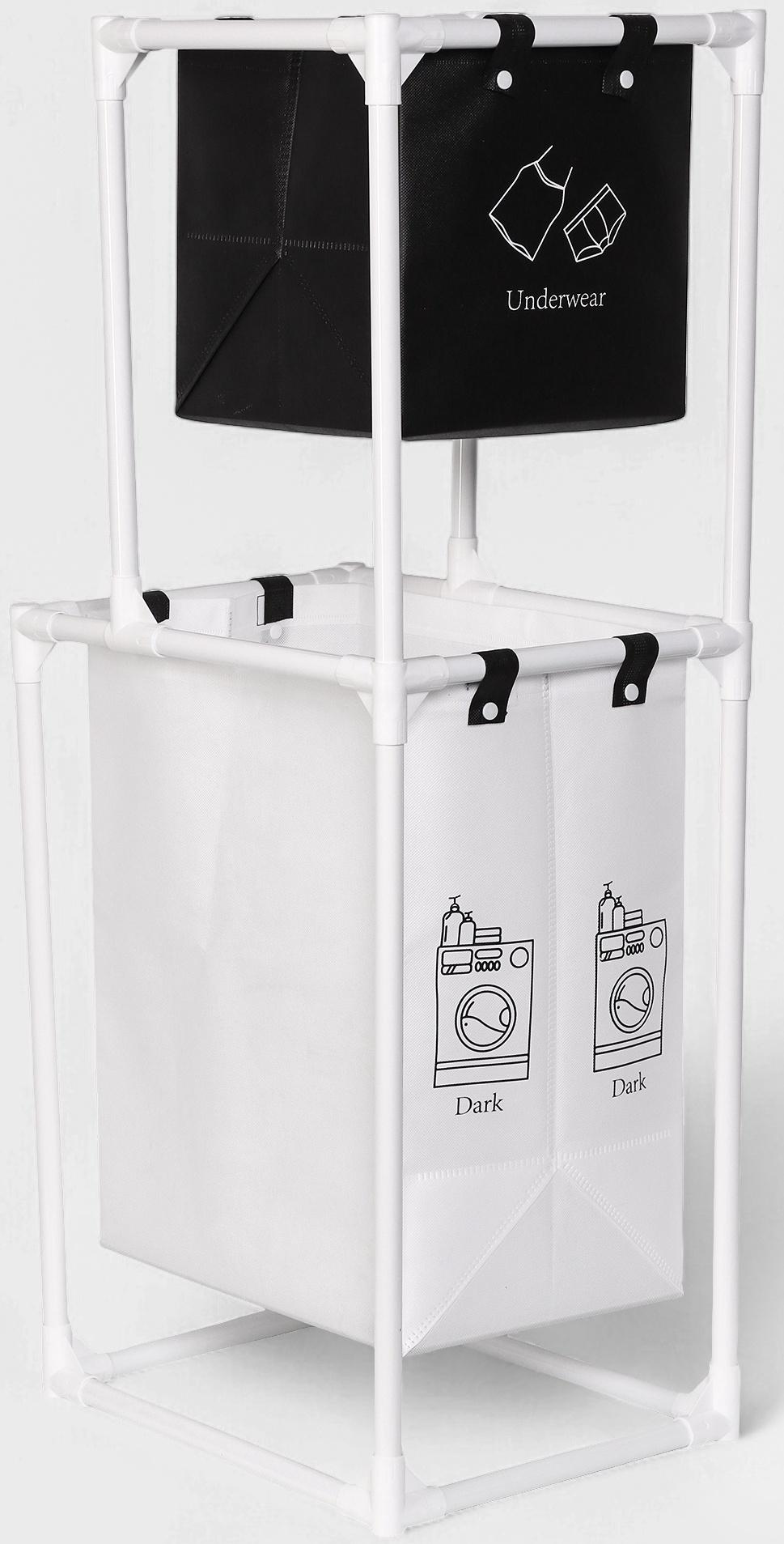 Корзина для белья складная Доляна, 28×39×95 см, чёрная, белая