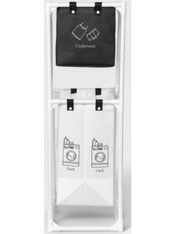 Корзина для белья складная Доляна, 28×39×95 см, чёрная, белая