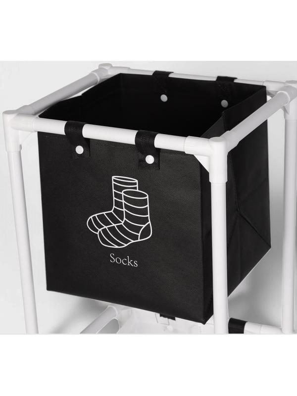 Корзина для белья складная Доляна, 28×39×95 см, чёрная, белая