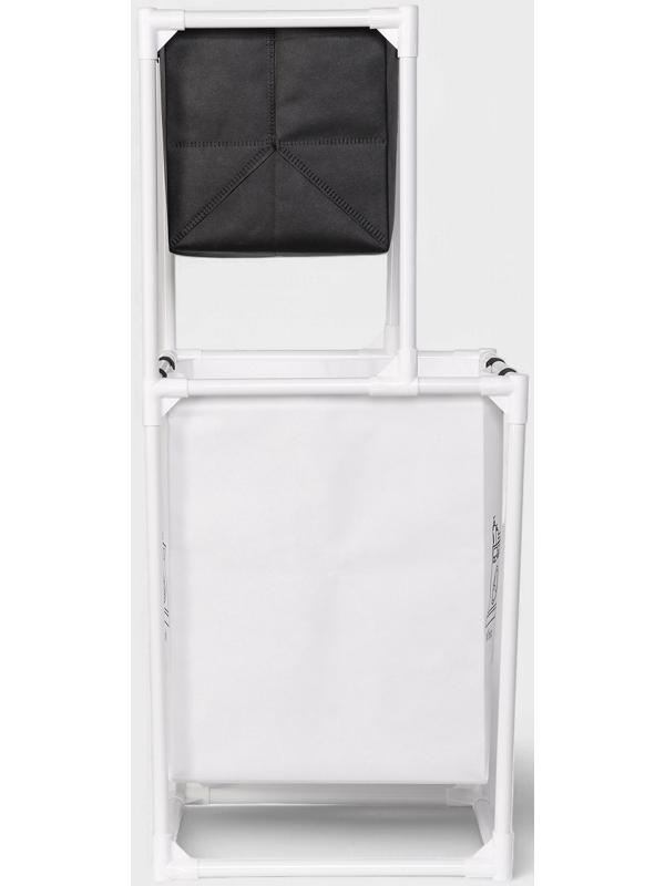 Корзина для белья складная Доляна, 28×39×95 см, чёрная, белая