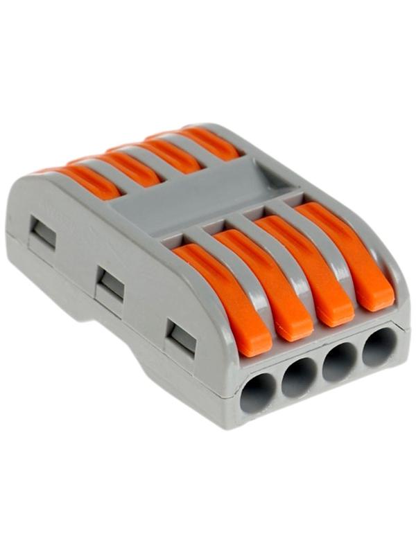 Строительно-монтажная клемма проходная, 32А, 0,08-4 мм2, 4 отв., фаза-ноль, набор 10 шт