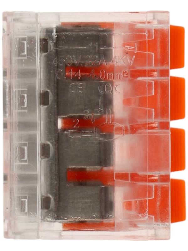 Строительно-монтажная клемма СК-321, 32А, 0.2-4 мм2, 4 отверстия, набор 10 шт
