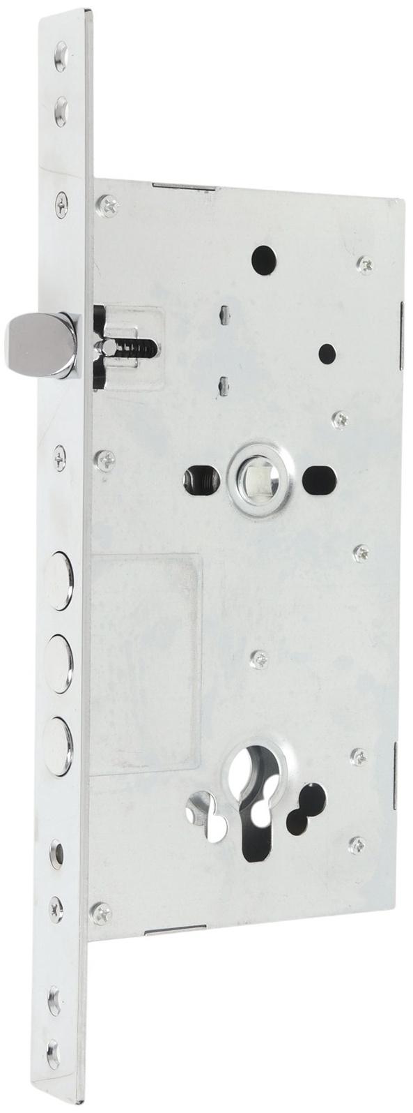 Корпус замка LOCKLAND для металлических дверей, без цилиндрового механизма, хром