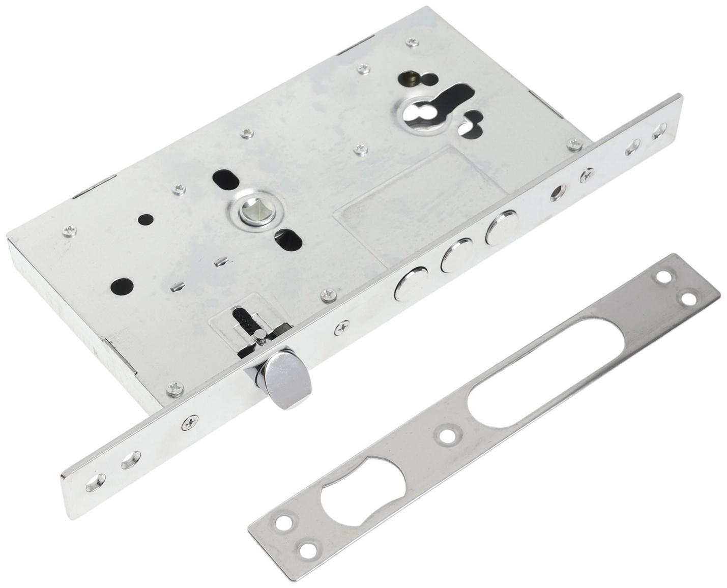 Корпус замка LOCKLAND для металлических дверей, без цилиндрового механизма, хром