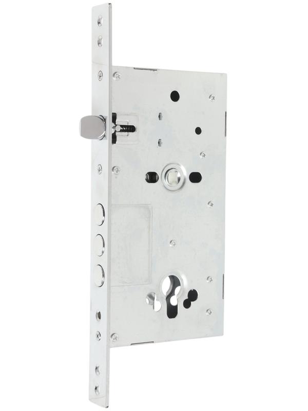 Корпус замка LOCKLAND для металлических дверей, без цилиндрового механизма, хром
