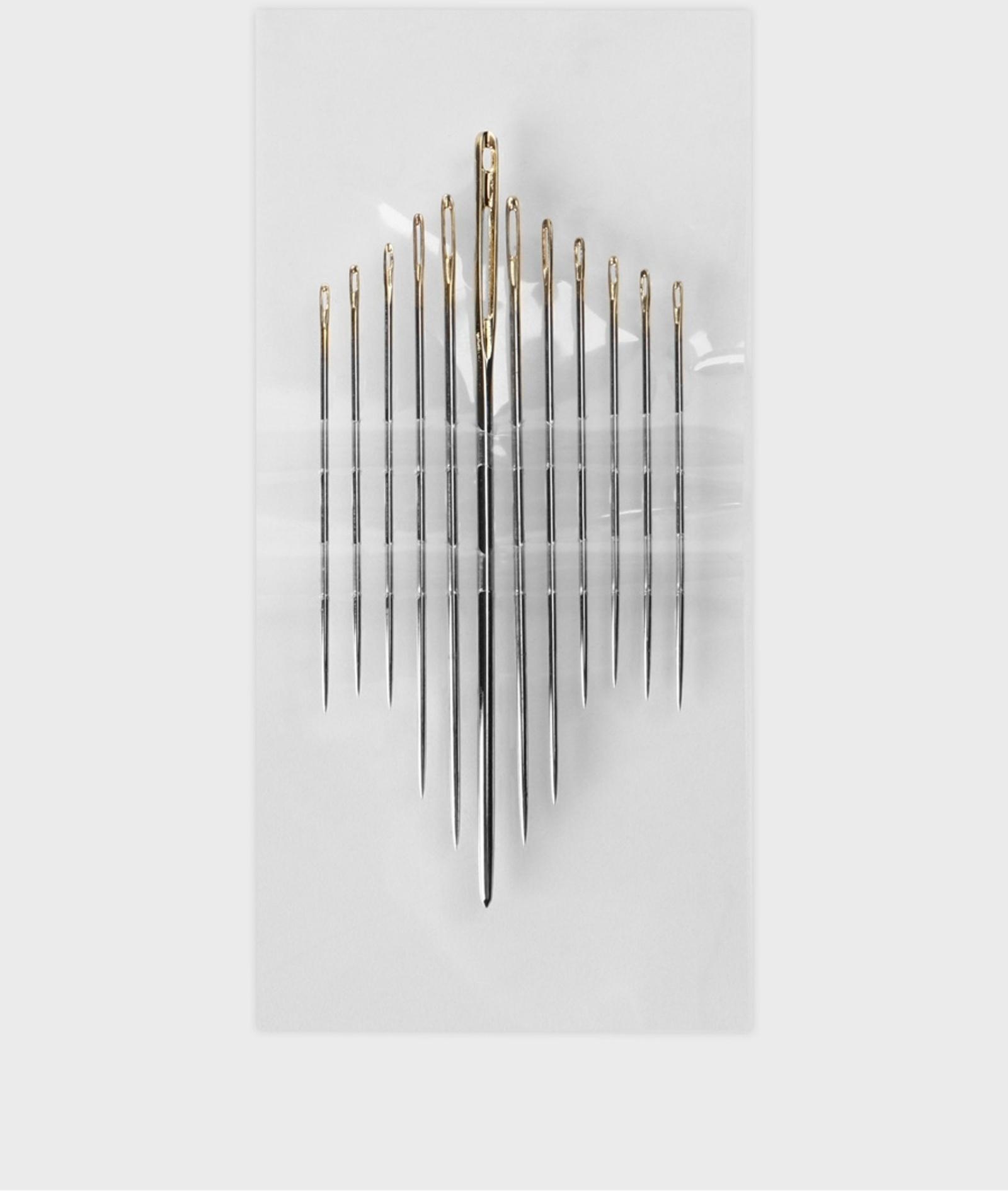 Иглы швейные штопальные, для гобелена, набор 12 шт., d=0.7/0.8/0.9/1.4, 3.6-9 см