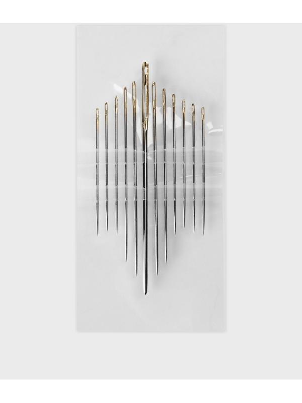 Иглы швейные штопальные, для гобелена, набор 12 шт., d=0.7/0.8/0.9/1.4, 3.6-9 см