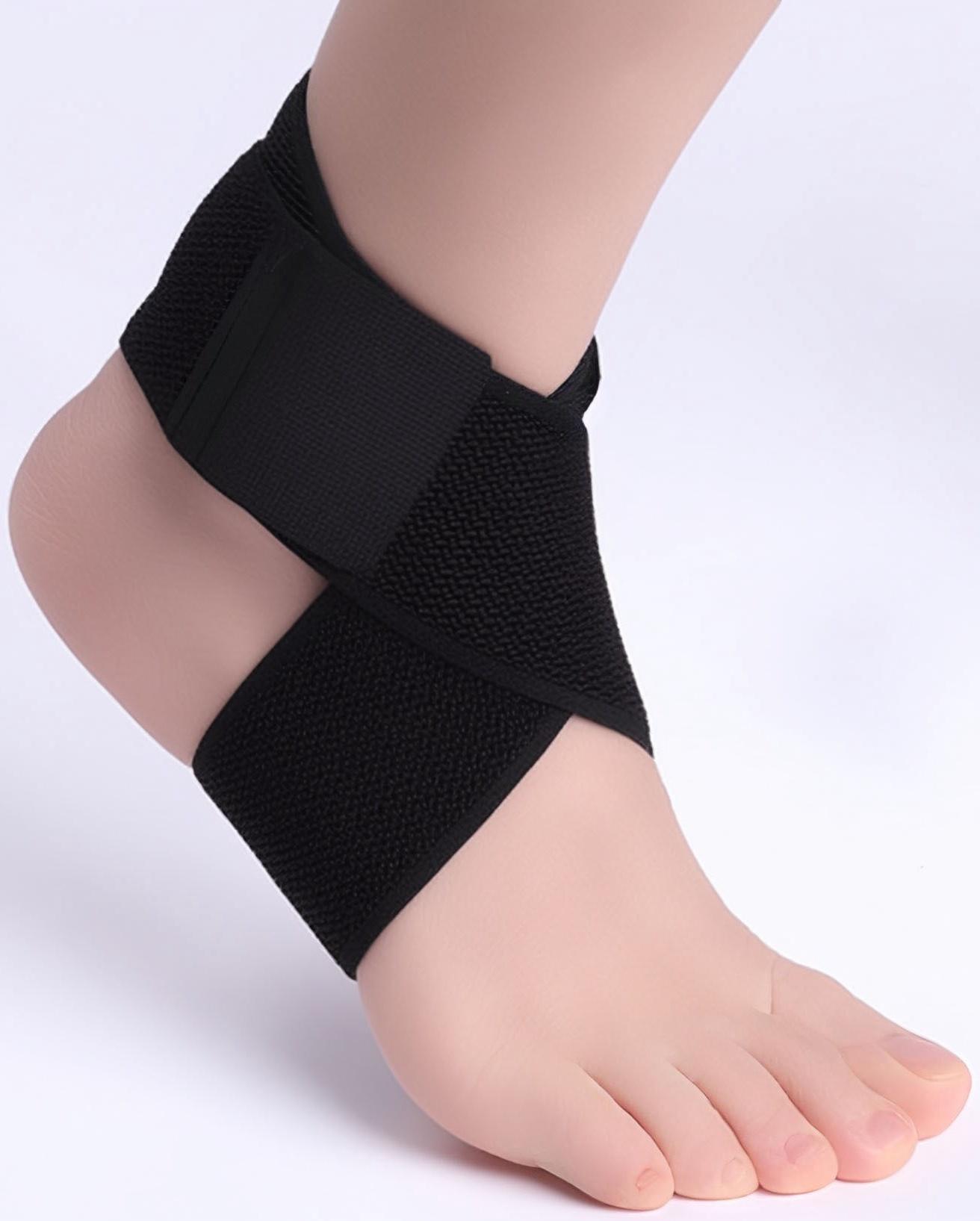 Бандаж на голеностоп, с липучкой, 60×5 см, чёрный