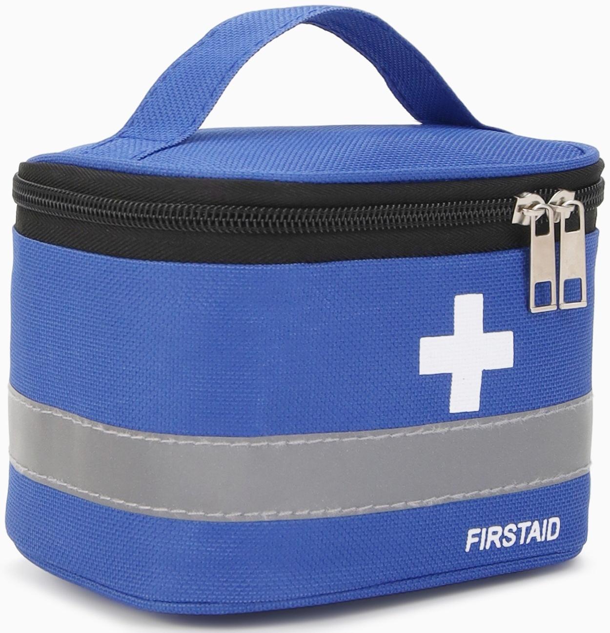 Косметичка-аптечка на молнии, на подкладке, с ручкой, с принтом Firstaid, синяя