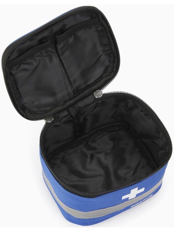 Косметичка-аптечка на молнии, на подкладке, с ручкой, с принтом Firstaid, синяя