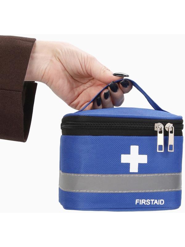 Косметичка-аптечка на молнии, на подкладке, с ручкой, с принтом Firstaid, синяя