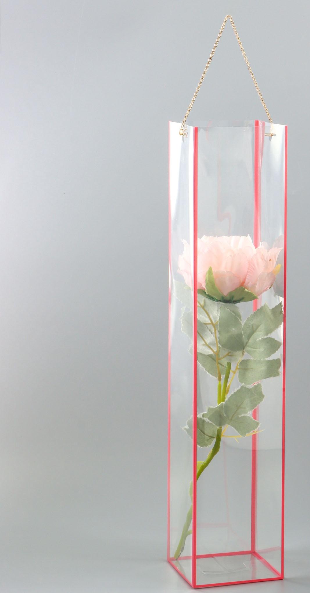 Переноска для цветов из PVC, розовая, влагостойкая, 50×10×10 см