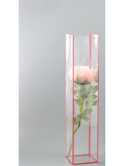 Переноска для цветов из PVC, розовая, влагостойкая, 50×10×10 см