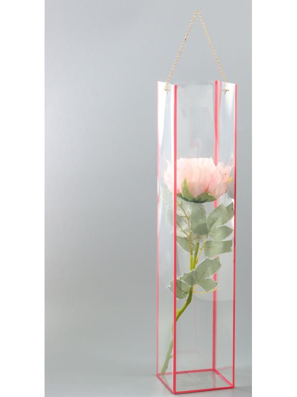 Переноска для цветов из PVC, розовая, влагостойкая, 50×10×10 см