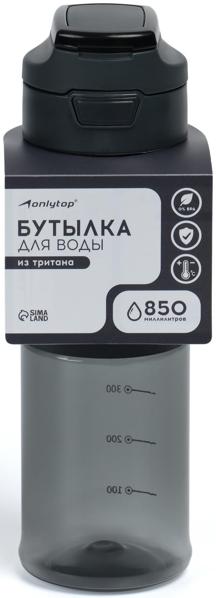 Бутылка для воды Onlytop, 850 мл, цвет черный