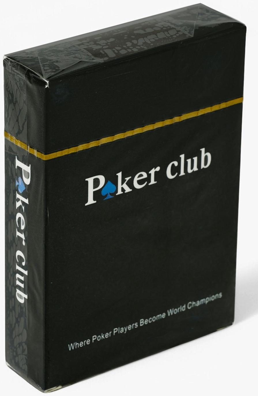 Карты игральные пластиковые 54 шт. Poker Club, для игры в покер, 9×6 см, синяя рубашка