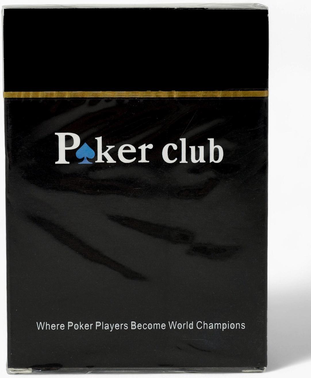 Карты игральные пластиковые 54 шт. Poker Club, для игры в покер, 9×6 см, синяя рубашка