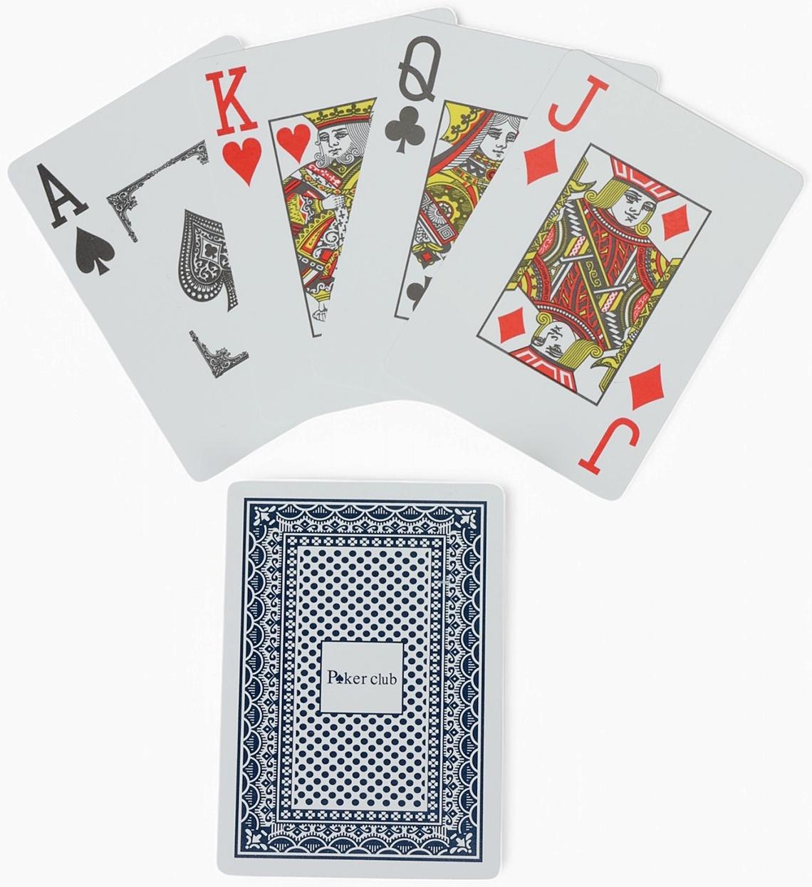 Карты игральные пластиковые 54 шт. Poker Club, для игры в покер, 9×6 см, синяя рубашка