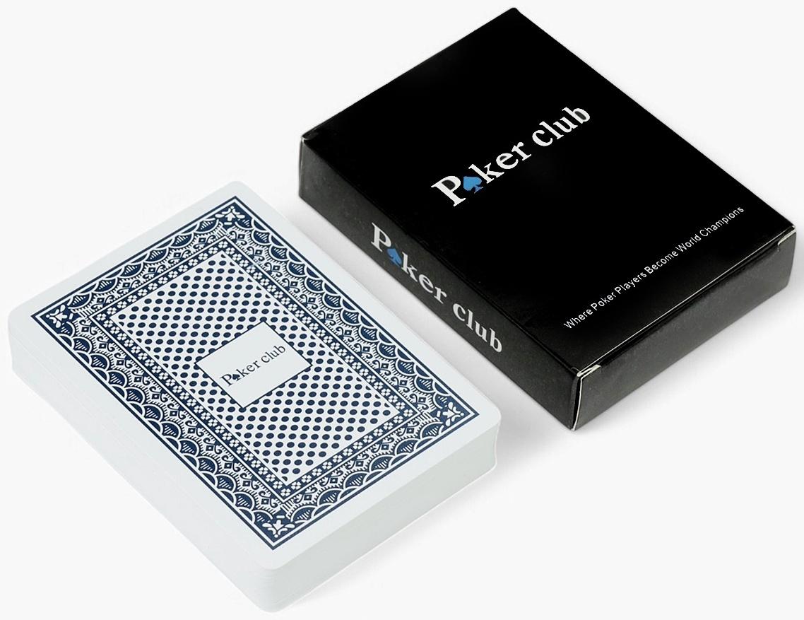 Карты игральные пластиковые 54 шт. Poker Club, для игры в покер, 9×6 см, синяя рубашка