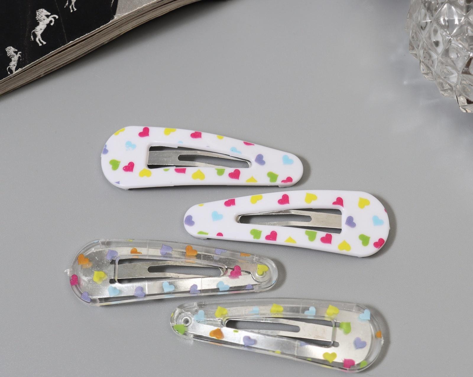 Невидимка для волос «Глория», набор 4 шт., сердца, 5 см